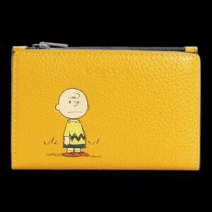 Coach x Peanuts snap wallet featuring Charlie Brown
